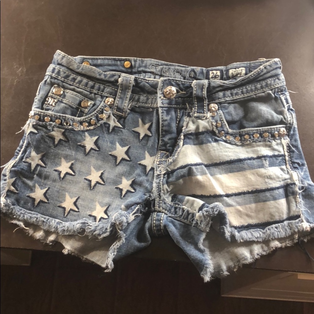 “Miss Me” American flag shorts